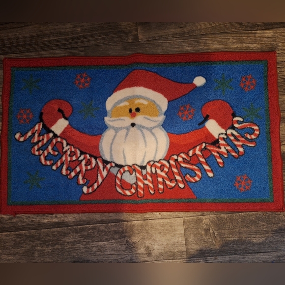 Festive Santa Door Mat - Red, Blue, White - Picture 2 of 8